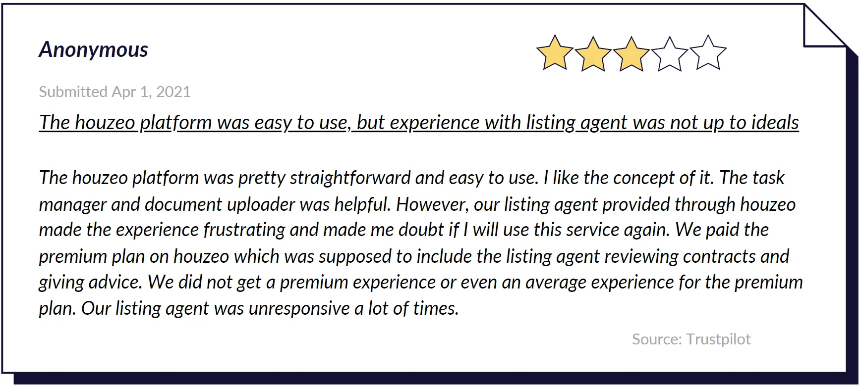 Houzeo Complaints - Customer Review
